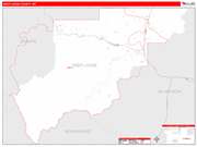 Deer Lodge County Wall Map Red Line Style